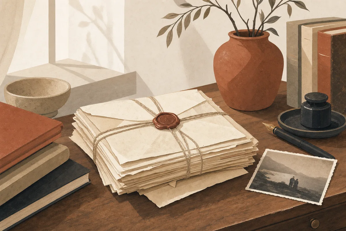 A bundle of old family letters with a wax seal